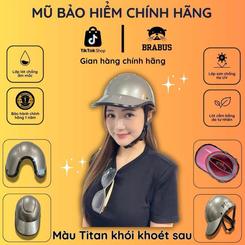 Mũ bảo hiểm Brabus chính hãng , màu Titan khói , mũ lưỡi trai khoét sau gáy , bảo hành đổi mới 12 tháng mubaohiem phi nón poc