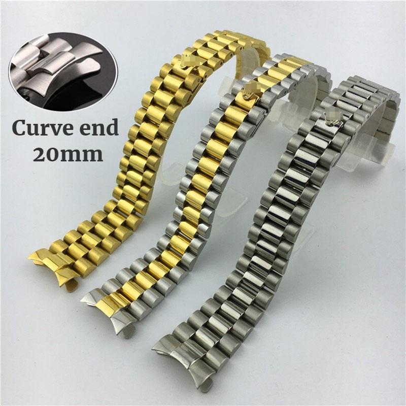  Dây đeo đồng Đồng Hồ kim loại 13mm 17mm 20mm cho Dòng Rolex Datejust Dây đeo bằng thép không gỉ lặn Trơn với khóa Tổng Thống đầu cong Thích hợp cho nam và nữ Vòng đeo tay Voi Watch 