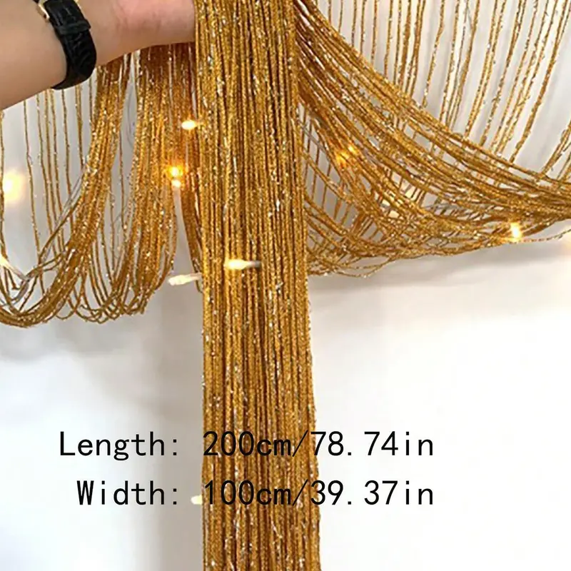 Glitter Tassel Curtain, 1 Count Metallic Party Background Decoration, Party Decoration Supplies for Birthday Wedding Festival 1