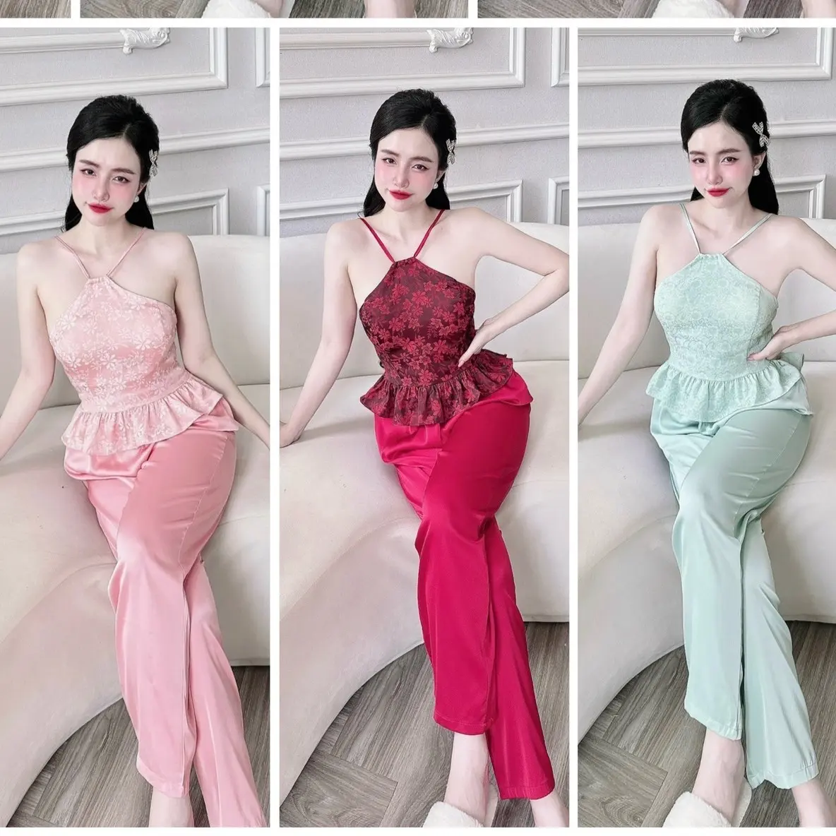 SET  Yếm Dài Gấm -Có Mút 1 size 45 - 62Kg