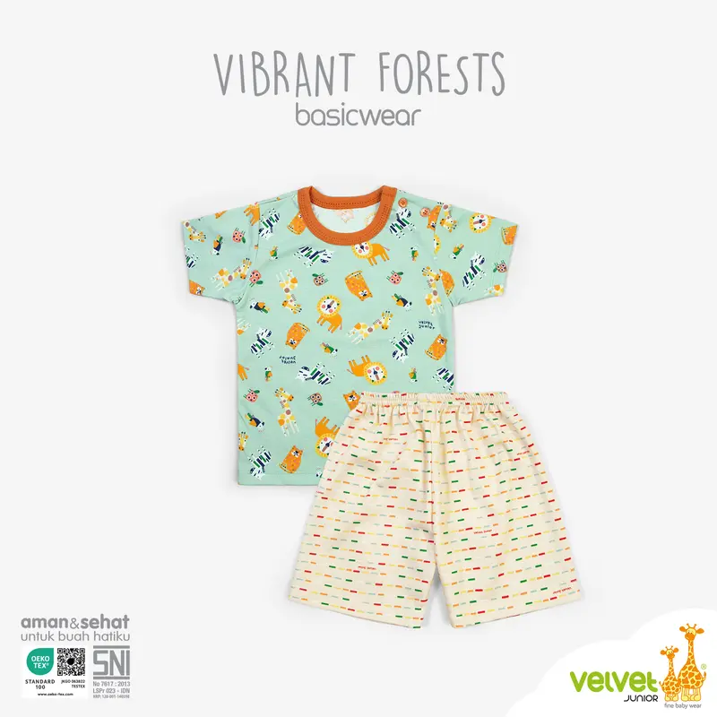 Velvet Junior Baju Anak Setelan Pendek Kancing Pundak Motif Terbaru Size M & L. 4