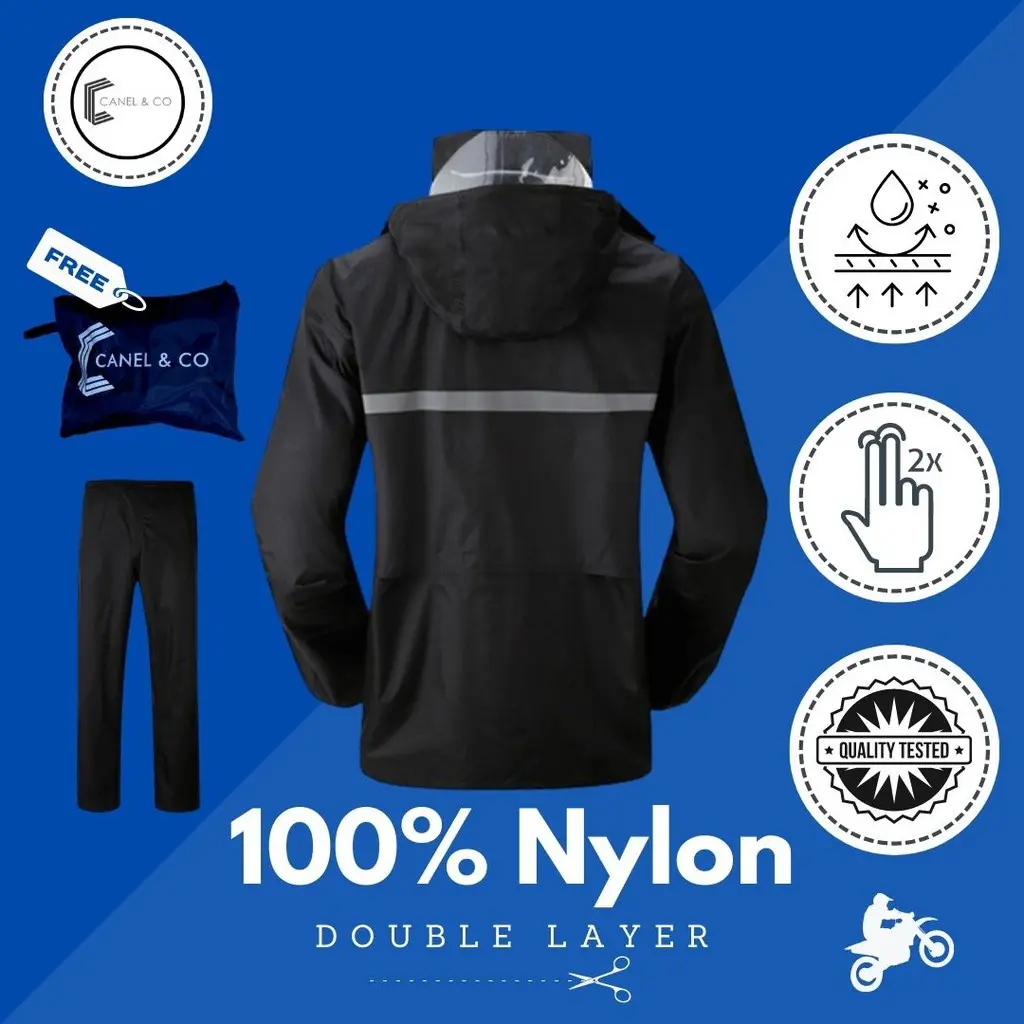 Canel & Co Premium Raincoat Rainsuit Baju Hujan Motorcycle Bike Bicycle Rain PVC Jacket Jaket Jas Hujan Rain Coat