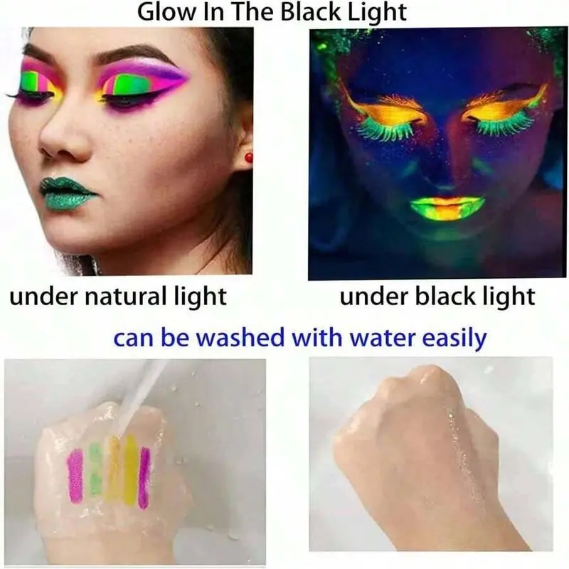 Fluorescent Face & Body Paint Sticks, 6 Counts/set Neon Face Body Paint Makeup, Body Makeup for Party Cosplay Festival, Cosmetic 2