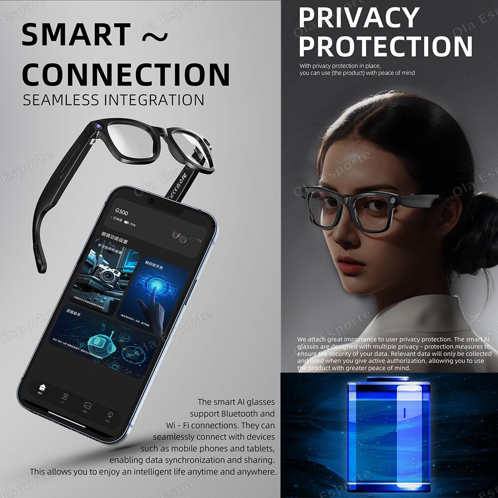 New Smart AI Glasses 800W pixel AI Shooting Camera HD Photo Video Voice Call Music Translation Waterproof Bluetooth Glasses 2025 - Image 4