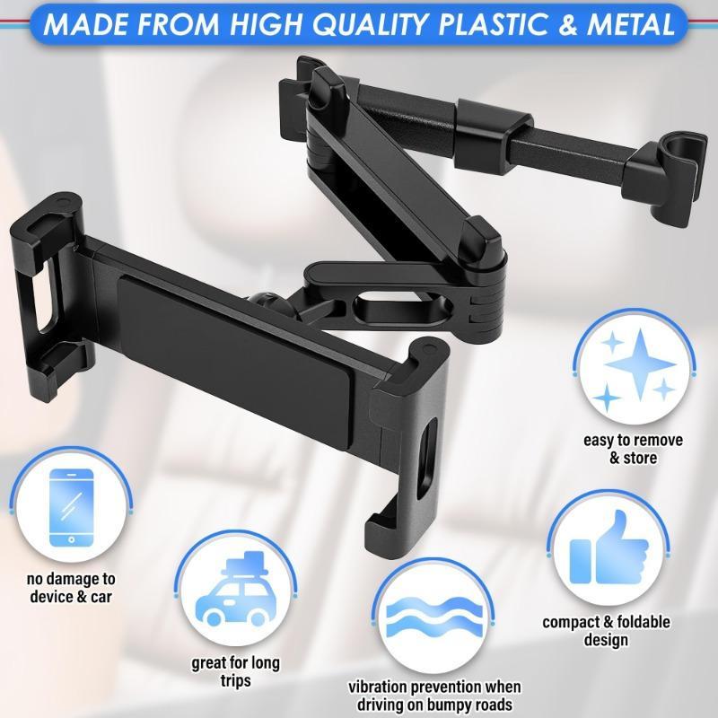 Car Seat Back Tablet Holder, 1pc Adjustable Car Seat Back Tablet Mount, Car Tablet Stand for 5"-12.9" Devices, Car Accessories 4