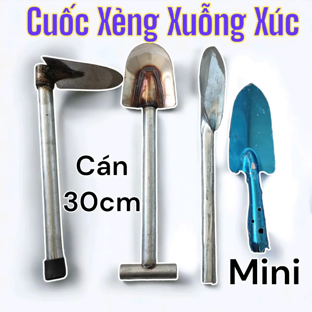 Combo 4 món dụng cụ làm vườn inox loại mini 40cm
