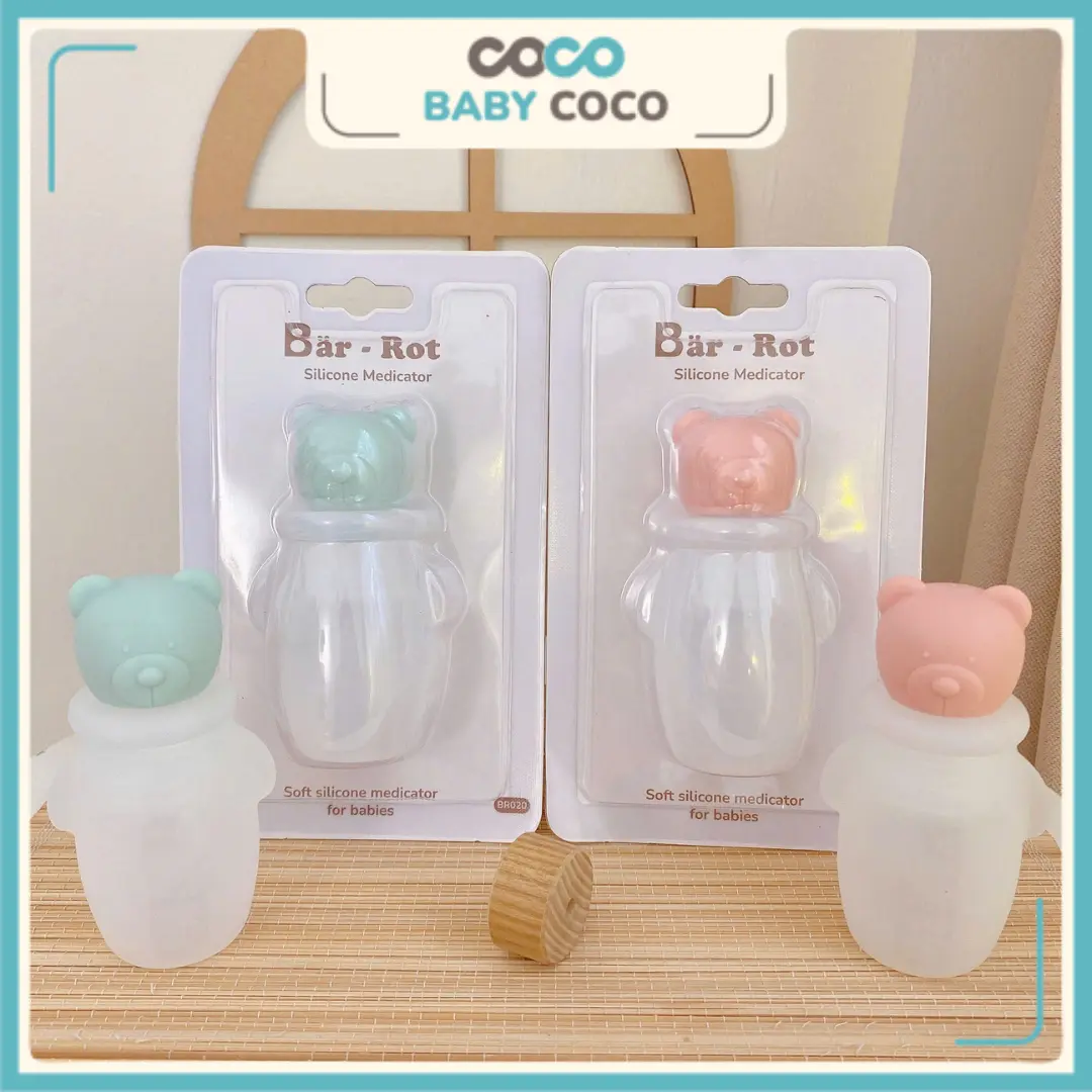 Dụng cụ cho bé uống th.uốc Bar-rot có đầu silicone mềm, hình gấu đáng yêu