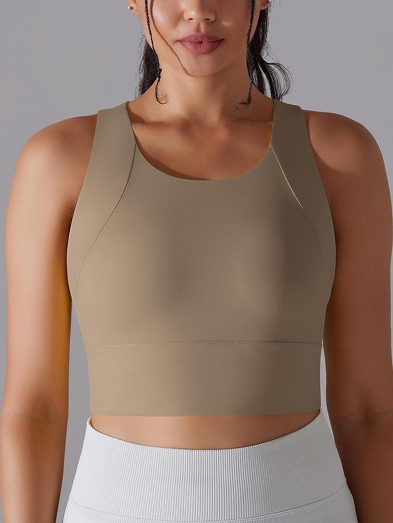 Product Introduction of Women's Solid Wireless Sports Bra, Breathable Comfortable Racerback Sports Lingerie Top, Ladies Sportswear Clothing for Yoga Gym Workout 3