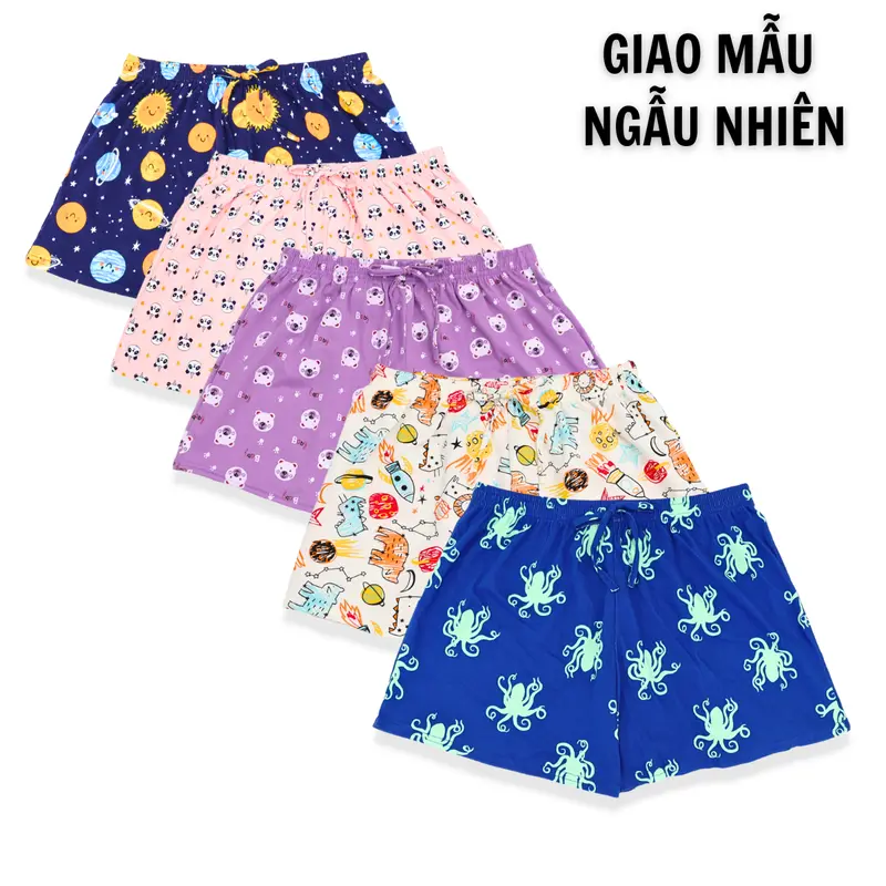 Combo 5 Quần Đùi Thun Nữ Mặc Hè Thoáng Mát Xinh Xắn Thích Hợp Mặc Ngủ Mặc Nhà Cotton Top Áo Women Quần Ngủ 3