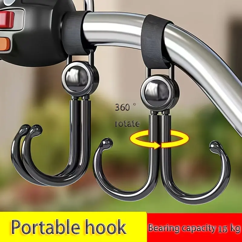 Rotatable Multi-Purpose Hooks for Electric Scooter, Bicycle, Motorcycle, Utility Cart, Home Use - PVC Material, 360 Degree Swivel, Portable, 15 kg Capacity - Suitable for Easter, Thanksgiving, Christmas, Halloween, Labor Day Festivities