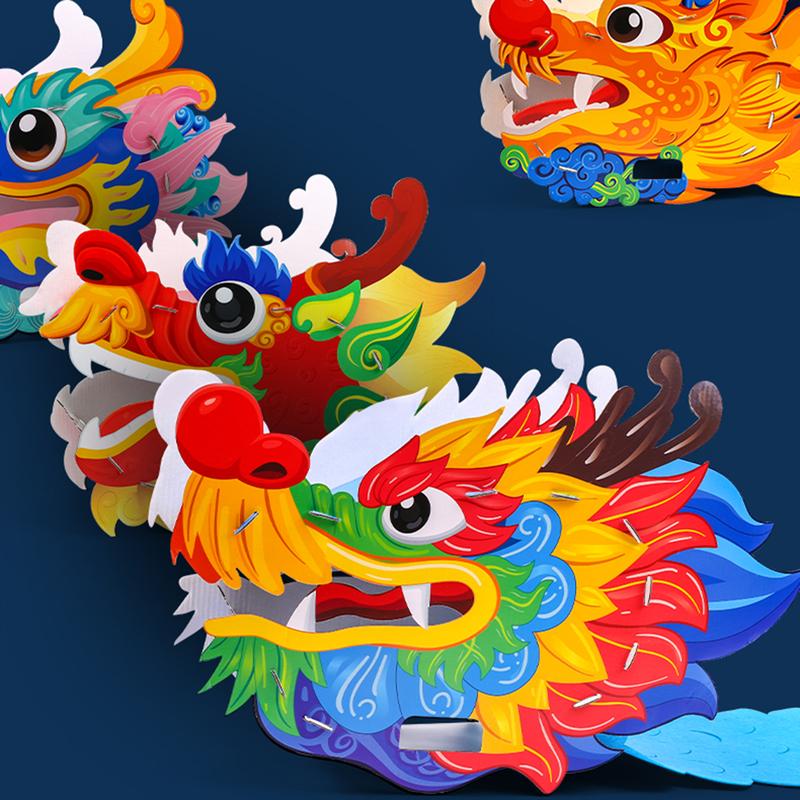 Bộ Vật Liệu Đầu Rồng, Làm Bằng Tay, Giấy Thủ Công, Thích Hợp Cho Năm Nhâm Dần 2024, Đồ Chơi Múa Rồng Lễ Hội Mùa Xuân, Đồ Thủ Công Tự Làm Cho Trẻ Em 3