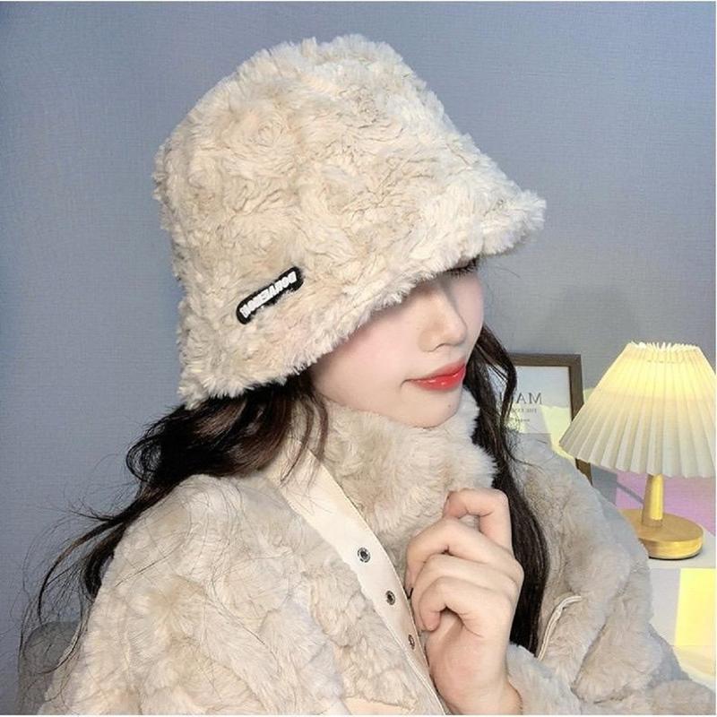  Mũ Bucket Đrm Len Lông Cừu Màu Trắng Phong Cách Hàn Quốc Thời Trang Thu Đông Cho Nữ Hat Cap - Nhà kho Mười Nhàn - Women 