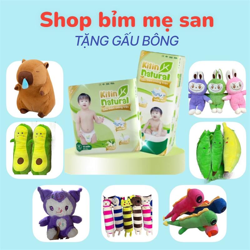 TẶNG GẤU Combo 2bịch tã bỉm KITIN NATURAL trà xanh lành tính mỏng thoáng đủ size dành cho bé sơ sinh đến 3XL Voi tả quần