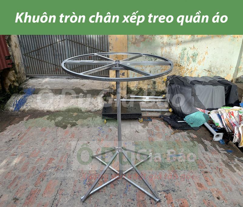 KHUÔN TRÒN XẾP Ô DÙ TREO QUẦN ÁO-Vòng xoay chân xếp treo quần áo dù treo