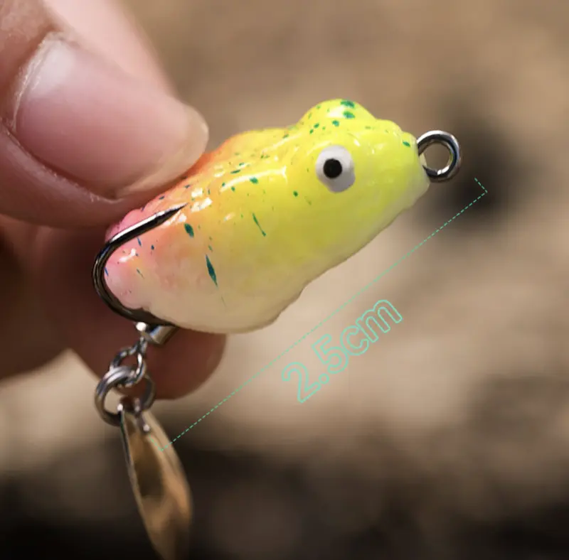 Umpan Pancing kodok soft bait Casting gabus 2.5cm 3 gram dengan spiner 1