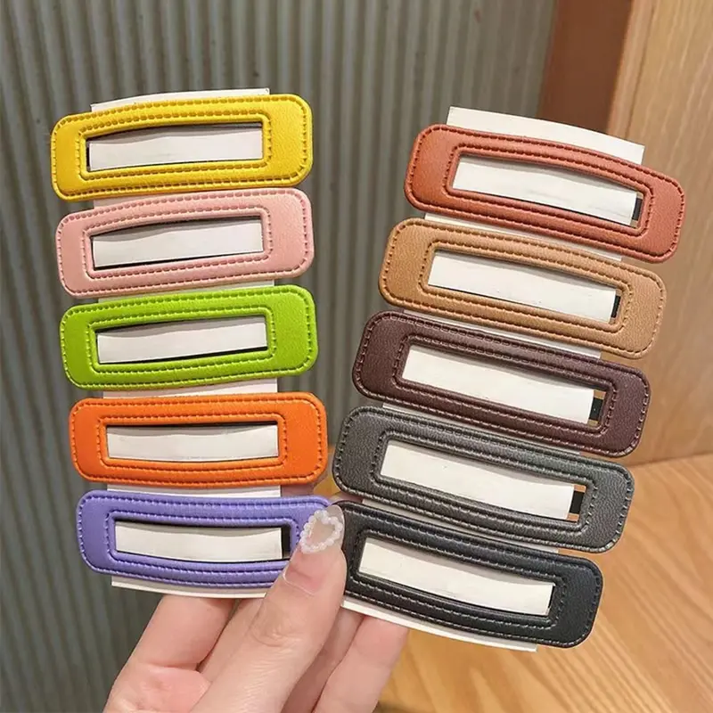 Kẹp Tóc Bằng Da Pu, Thiết Kế Hình Vuông Dễ Thương, Với Màu Pastel Họa Tiết Kẹp Tóc Nữ, Kẹp Tóc, Kẹp Bên, Phong Cách Thời Trang Đường Phố 4