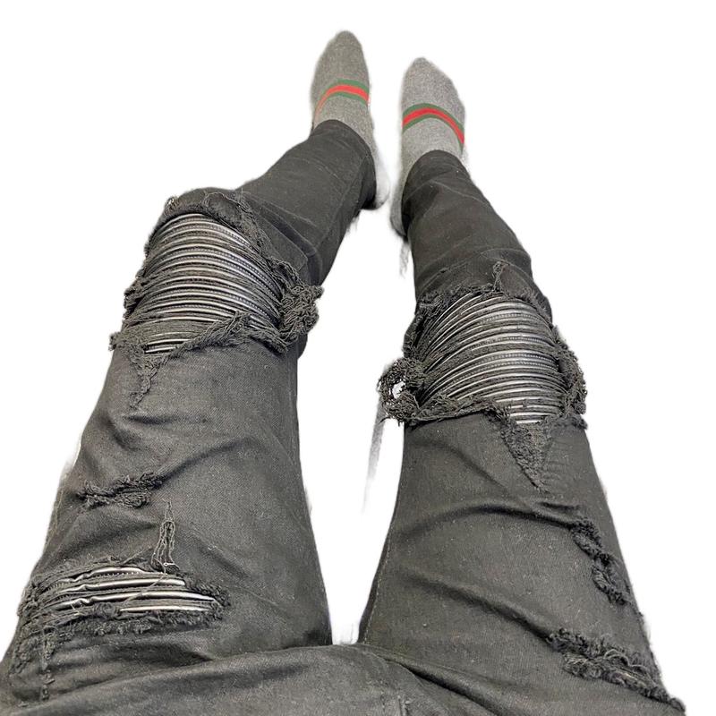 {Ảnh Tự Chụp} Quần Jean Đen Vá Da Đen Mã 3179 Likeau Loại 2 Nam Menswear Pants Có Túi Denim