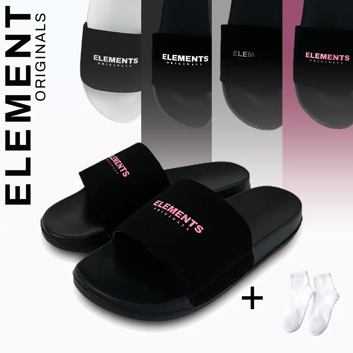 [TẶNG VỚ] E01 - Dép Elements Basic Slides quai ngang nam nữ - (Slipper) Dép Lê Leather đế bằng quai nhung - Elements
