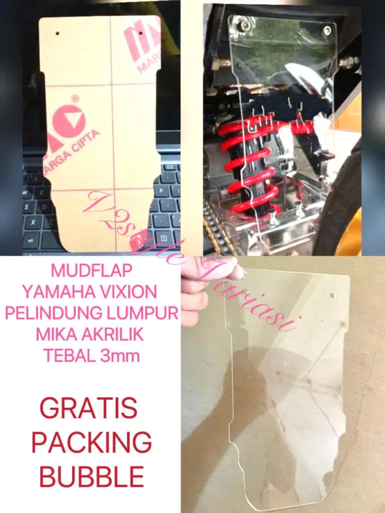 MUDFLAP VIXION / MIKA KACA AKRILIK PELINDUNG LUMPUR MOTOR YAMAHA VIXION / COVER SHOCK SPAKBOR BELAKANG MOTOR VIXION ALL NEW OLD / NVA / NVL / LIGHTNING