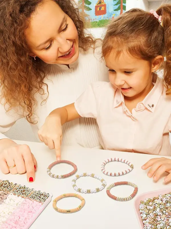 Friendship Bracelet Making Kit, Mixed Color Clay Beads & Letter Beads & Spacer Beads, DIY Jewelry Making Kit, Jewelry Making Supplies for Bracelet Necklace Earrings Christmas Gift, Christmas Gifts for Girlfriend 4