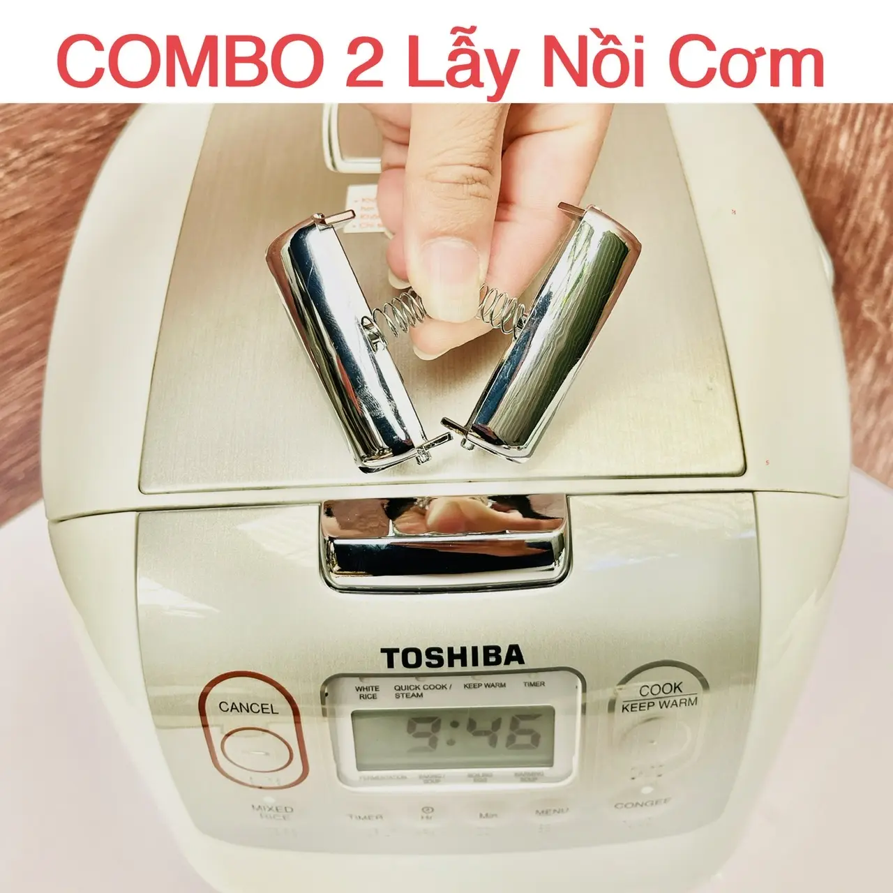 COMBO 2 Lẫy Khóa Nắp Nồi Cơm Điện Tử RC-10NMF / RC-18NMF / RC-10NTFV / RC-18NTFV Chất Liệu Nhựa ABS Mạ Đồng CROM Chịu Nhiệt Siêu Bền