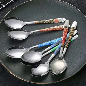 SENDOK MAKAN STENLIS MOTIF BATIK SABLON SET 12PC Dapur Stainless Kitchenware