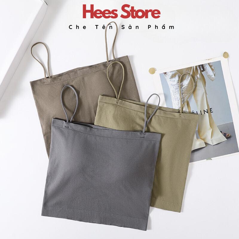 Áo hai dây thun nữ cao cấp HEES BRA vải cotton 100% co dãn tốt - 9998 Top Women Voi Tua Rua