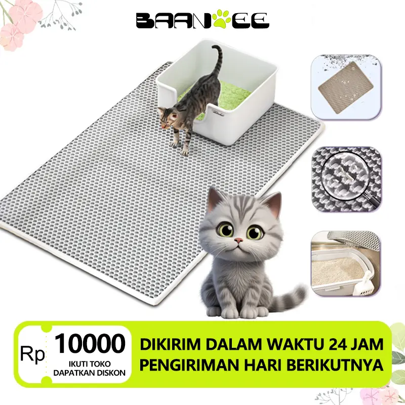 Keset Pasir Kucing-Karpet Pasir Kucing-Cat Litter Mat-Pet Litter Mat-EVA Lapisan Ganda Lipat