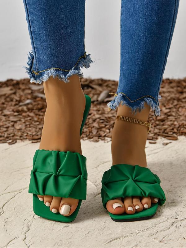 Women's Fashionable Solid Color Flat Sandals, Casual Comfortable Slide Sandals for Daily Wear, Lightweight Breathable Shoes for Women & Girls, Summer 5