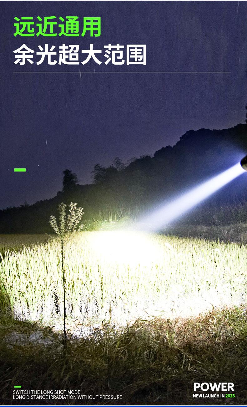 Product Introduction of Summer Cool Trendy New Power Torch Super Bright Outdoor Mini-Portable Long Shot Rechargeable Long Endurance Three-Eye Monster Flashlight 6