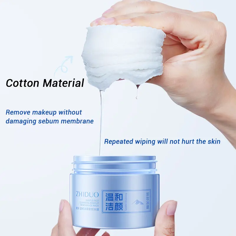 Khăn lau tẩy trang ướt, 55 chiếc, Khăn lau tẩy trang dạng Lỏng miếng bông, Dụng cụ làm sạch, dưỡng ẩm, làm sạch 1
