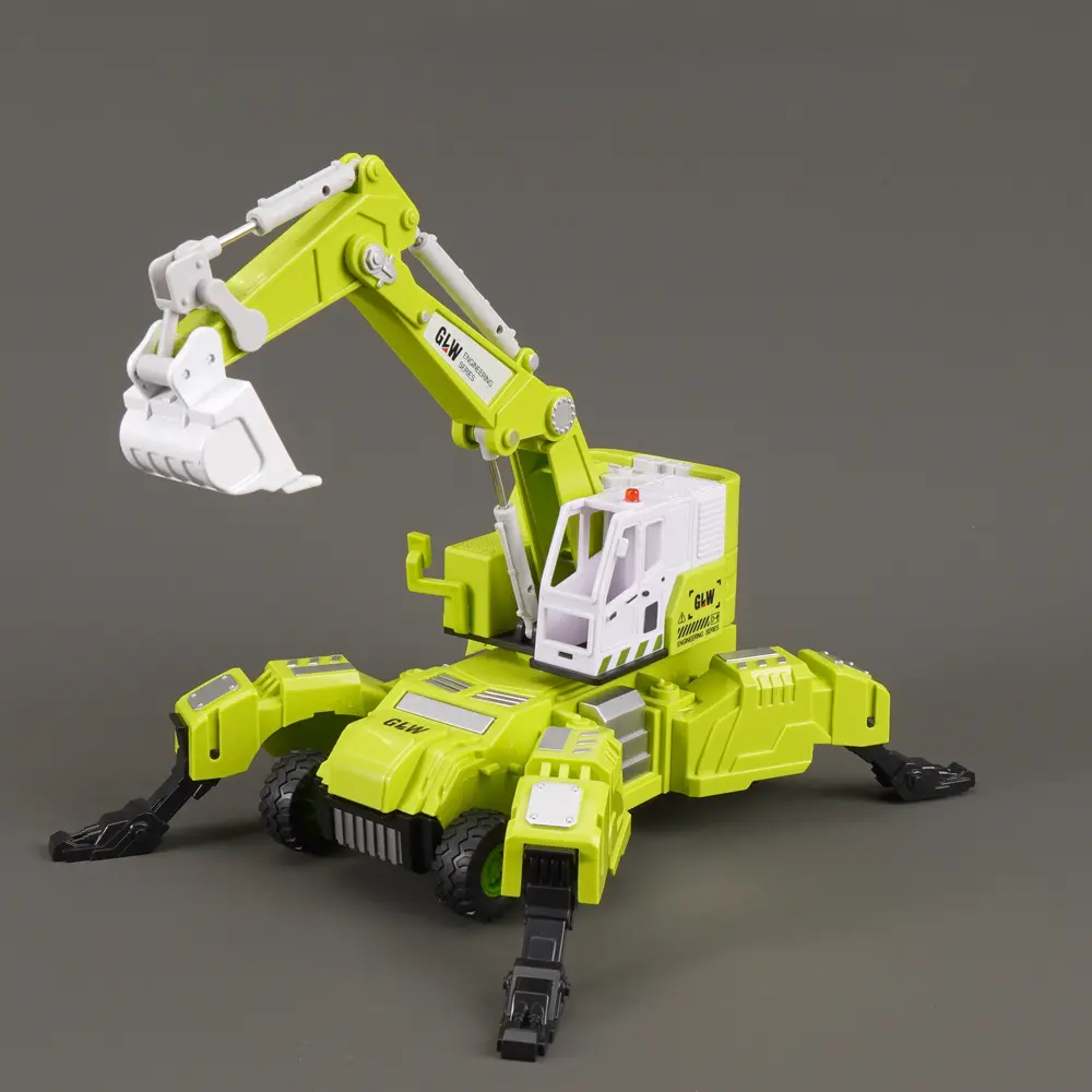 Children's Inertia Alloy Engineering Car Toys, Boy Excavator Toy, Deformation Four-Legged Monster Excavator Crane Model