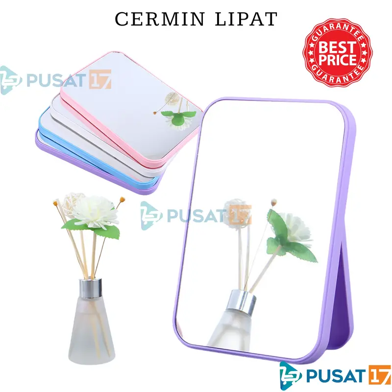 PUSAT17 CERMIN LIPAT PORTABLE PERSEGI / CERMIN KACA RIAS MAKE UP / CERMIN MEJA DUDUK SEGI / KACA CERMIN MAKEUP SERBAGUNA / BEAUTY MIRROR 0