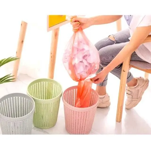 ISI (2 PCS )Tempat Sampah Plastik Gratis 2 Rol kantung Plastik Sampah/ Kotak Sampah / Tong Sampah Biru Hijau Pink 0