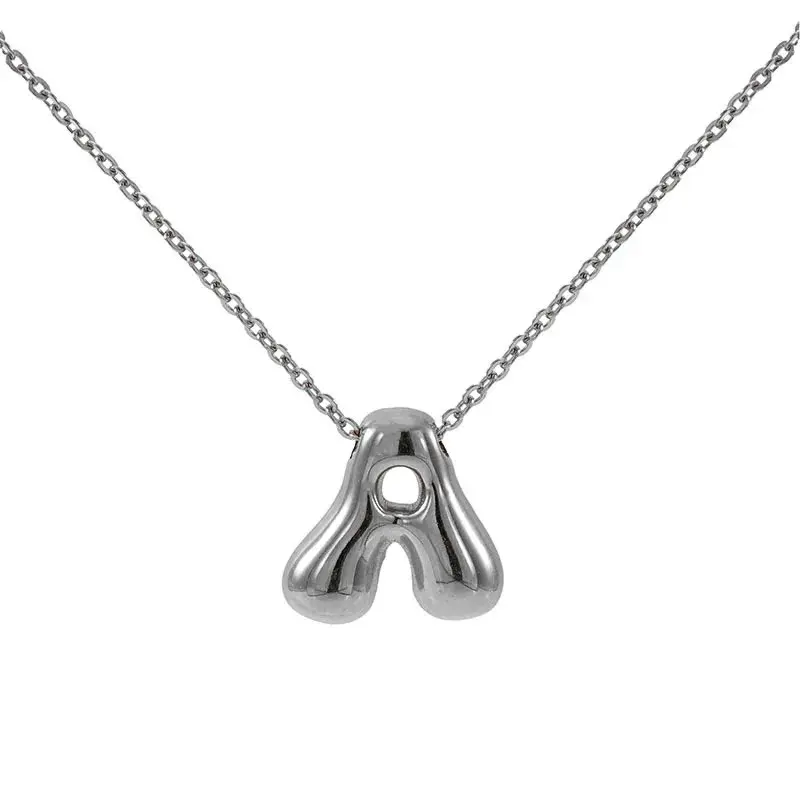 26 Initial Letter 18K Stainless Steel Balloon Bubble Necklace For Women Personalized Jewelry Gift Wholesales 6