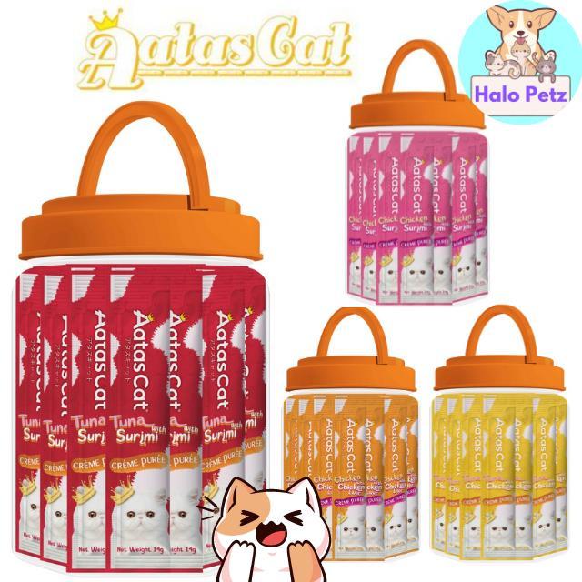 Original Product Aatas Cat Crème Purée Cat Treat Tub (50x14g Sticks) Chicken Chicken Liver/Tuna Chicken/Chicken Surimi/Tuna With Surimi 0
