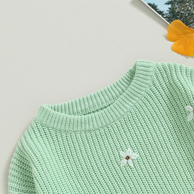 Product Introduction of Baby Girl Sweater, Long Sleeve Crew Neck Flower Winter Warm Knit Pullover Sweater Infant Clothes 54
