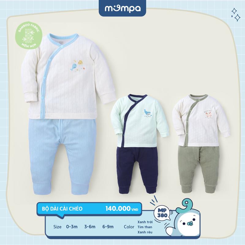 [SS] Bộ cài chéo dài tay cho bé trai từ 0 dến 9 tháng Sợi tre Bamboo mềm mại thoát hơi tốt MP 380 [M24]