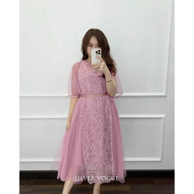 Dress Lorenza New Product Busana Wanita Dress Brukat Fashion Wanita Bisa Cod Dress Casual Pesta 5