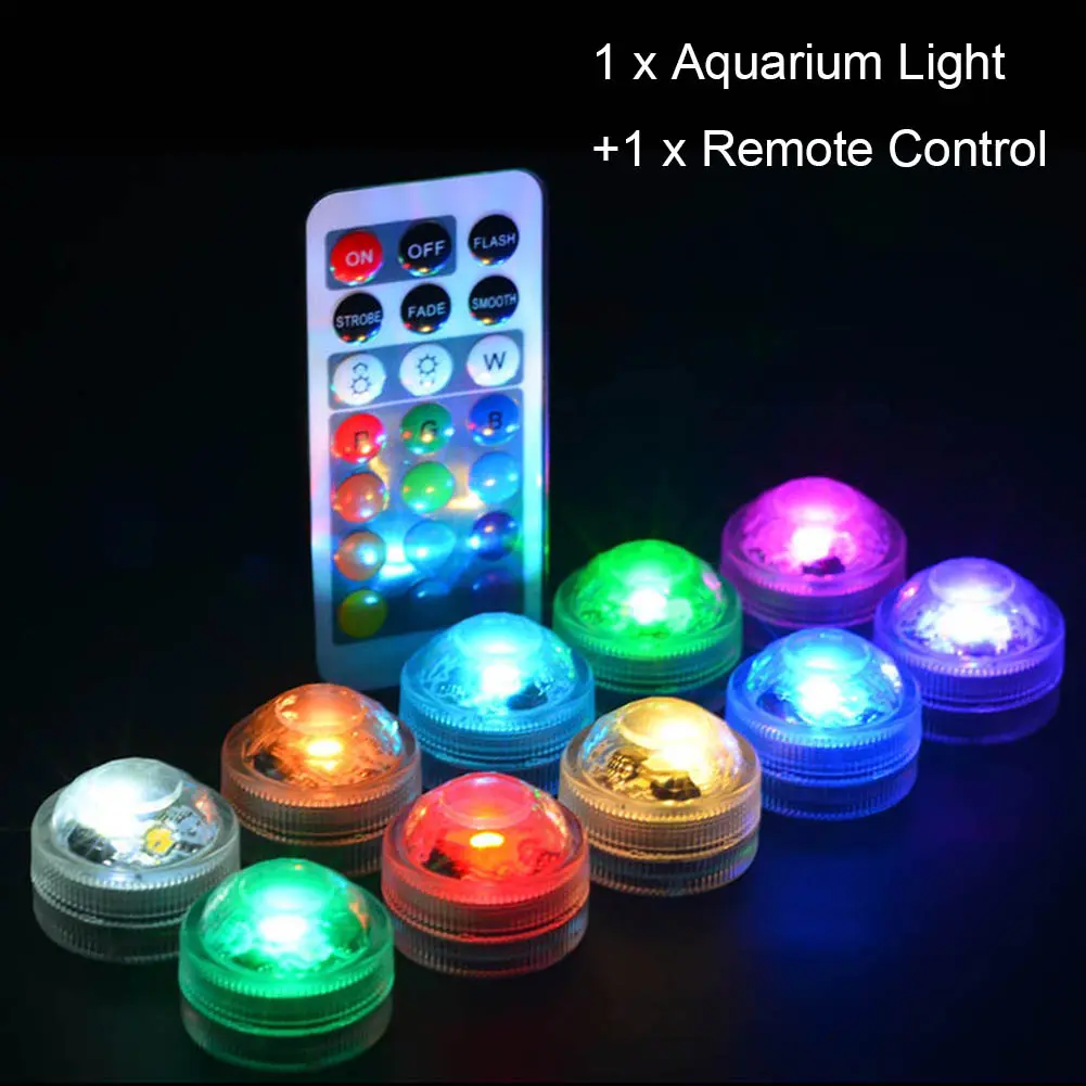 Đèn LED Chìm Cho Bể Cá, Có Điều Khiển Từ Xa, Thay Đổi Màu Sắc, Tròn