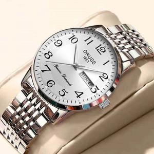 Jam Tangan Perniagaan Kalendar Berkilau, Kualiti Tinggi, Untuk Lelaki, Kalis Air, Jalur Keluli, Pergerakan Kuarza, Jam Tangan Bekalan Langsung Watches quartz  watch