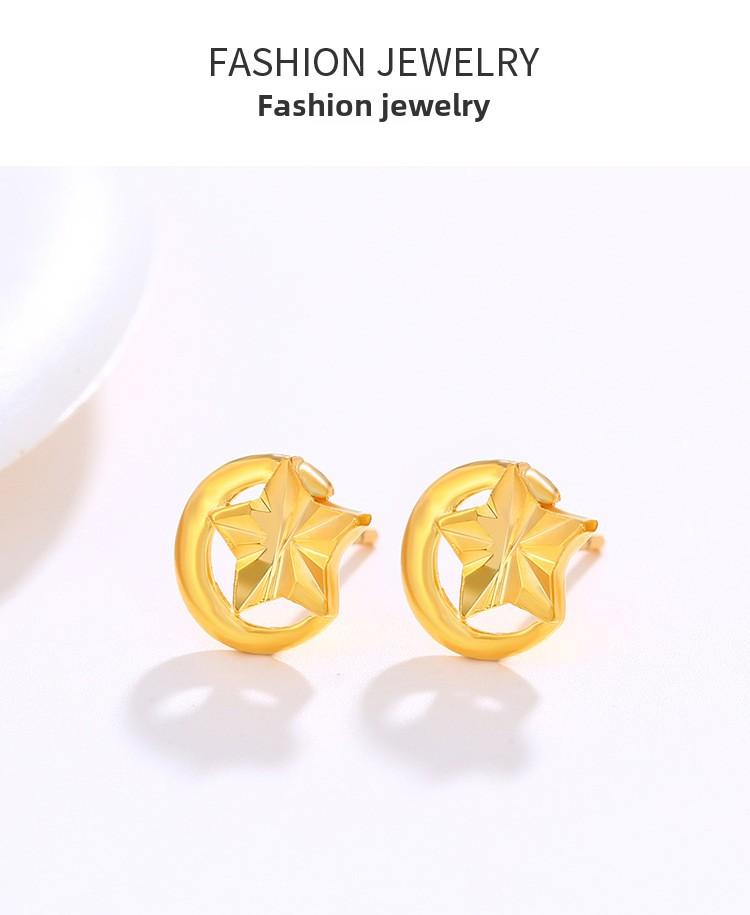 Product Introduction of Bông Tai Đinh tán, Mạ Trang Sức, Vàng 24K, Thiết Kế Ngôi Sao, Mặt Trăng, Xe Hơi Và Hoa, Thời Trang Nhật Bản Và Hàn Quốc, Phong Cách Độc Đáo Hoa Tai Thanh Lịch, Dành Cho Nữ, Mạ Vàng 0