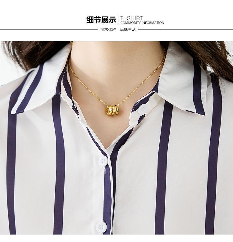 Product Introduction of Áo Sơ Mi Sọc, Hợp Xu hướng, Dành Cho Nữ, Mùa Xuân Và Mùa Thu, Hàng Mới Về 2024, Phong Cách Phương Tây, Áo Voan Đi Chơi Dễ Phối Đồ, Phong Cách Hồng Kông, Áo Trên Top Women Shirt Cổ Tròn 10