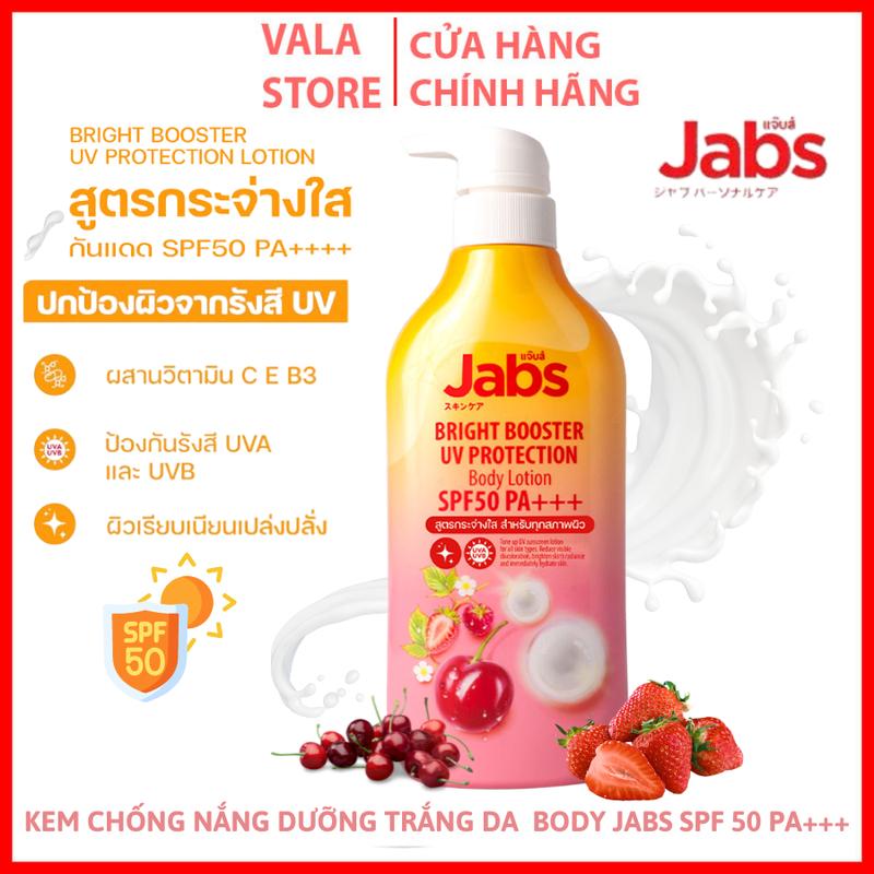 Kem Chống Nắng Dưỡng Trăng Da Body Jabs Bright Booster UV Protection Body lotion SPF50 PA+++ 450ML,Thái Lan Dưỡng Da Body Women Dưỡng Body Làm Đẹp Da Whitening Kem Body Nữ kcn  body