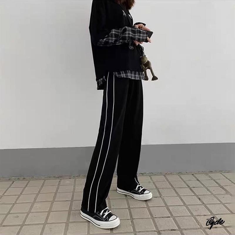 Quần ống rộng mí 2 line, chất bc, có chốt gấu điều chỉnh, unisex nam nữ mặc được Menswear 2