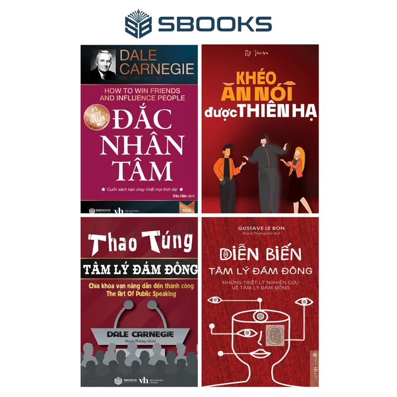 Sách Combo 4 cuốn : Đắc Nhân Tâm + Khéo Ăn Nói Có Được Thiên Hạ + Thao Túng Tâm Lý Đám Đông + Diễn Biến Tâm Lý Đám Đông - SBOOKS 0