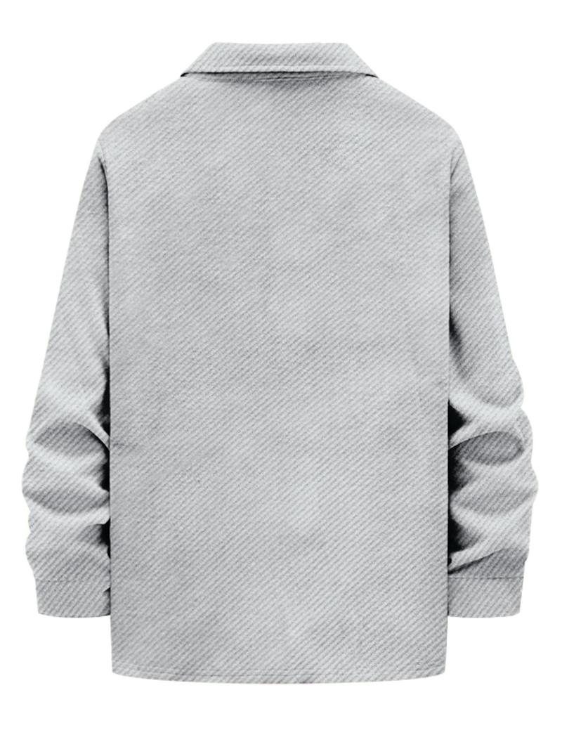 Product Introduction of Men's Solid Color Button Pocket Design Shirt, Regular Fit Casual Long Sleeve Collared Top for Spring & Fall, Fashion Men's Clothes for Daily Wear 2