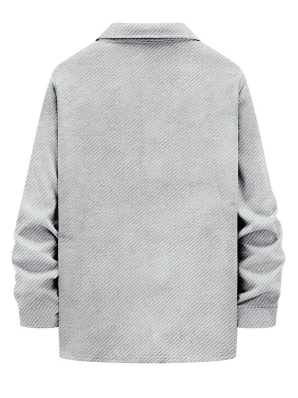 Men's Solid Color Button Pocket Design Shirt, Regular Fit Casual Long Sleeve Collared Top for Spring & Fall, Fashion Men's Clothes for Daily Wear 1