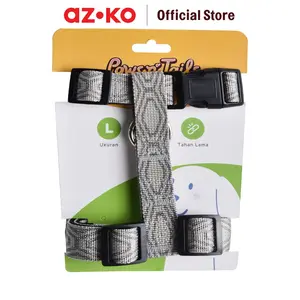 PAWS N TAIL UKURAN L HARNESS ANJING DENIM - ABU-ABU