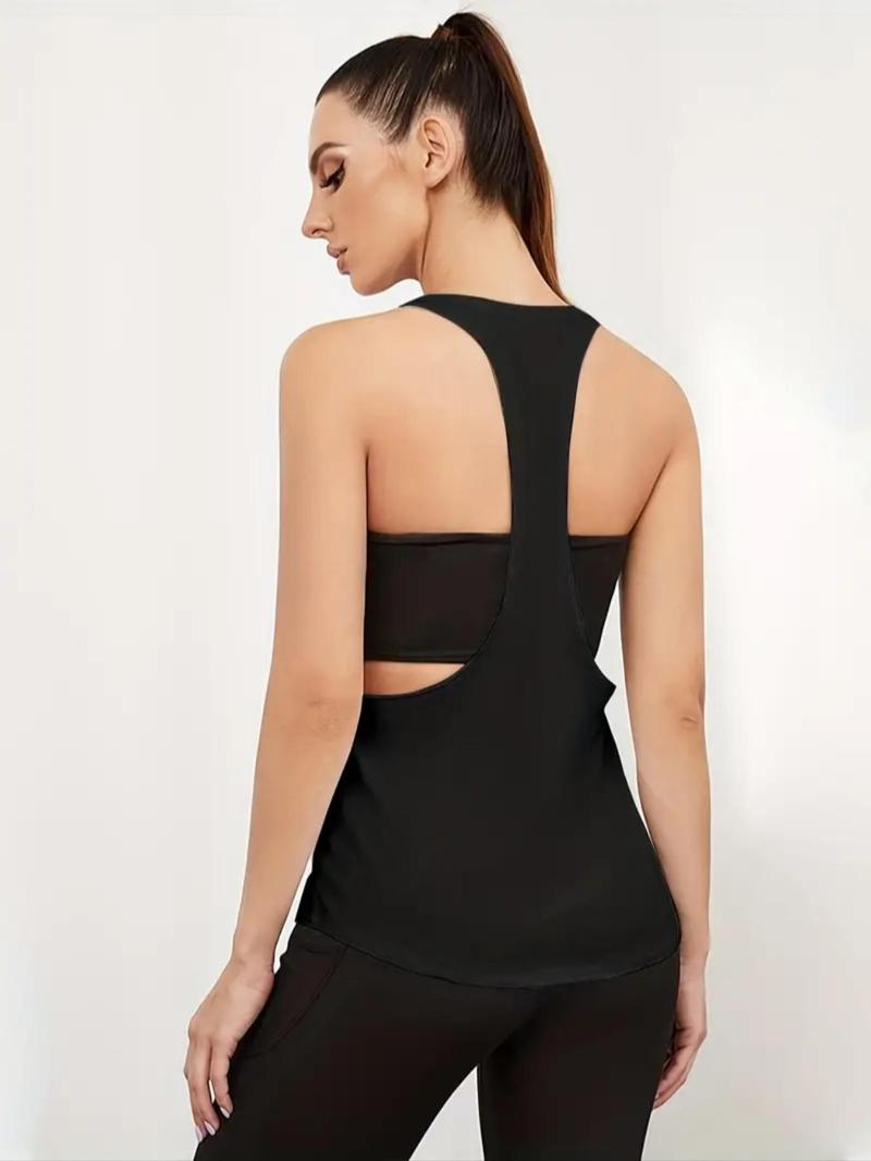 Product Introduction of Women's Solid Backless Sports Tank Top, Quick Drying Breathable Sleeveless Top for Running Training Yoga Wear, Ladies Sportswear Clothing for Indoor Outdoor Wear 5